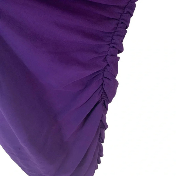 Ronny Kobo Harper Ruched Mini Dress with Balloon Sleeves Purple Eggplant S NWT - Picture 7 of 13